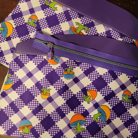 Purple Plaid Mushrooms Pre-order Felicity Bag - Customizable